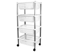 Carrello Porta Frutta 4 Ripiani vivande cestini Contenitore Multiuso Bianco con Ruote Prodotto Italiano ma Robusto