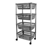 Carrello Porta Frutta 4 Ripiani vivande cestini Contenitore Multiuso Rosso Verde Blu Grigio Bianco c/Ruote Prodotto Italiano ma Robusto