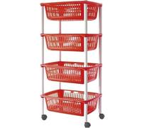 Carrello Porta Frutta 4 Ripiani vivande cestini Contenitore Multiuso Rosso Verde Blu Grigio Bianco c/Ruote Prodotto Italiano ma Robusto