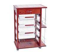 Carrello porta frutta con cassetto e bottigliera CILIEGIO