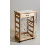 Carrello porta frutta con cassetto e bottigliera NATURALE