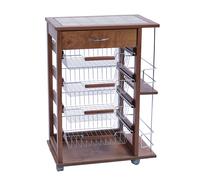 Carrello porta frutta con cassetto e bottigliera NOCE