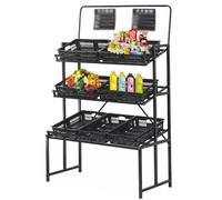 Carrello Porta Frutta da Cucina Espositore per cestini di frutta e verdura autoportante, espositore con bocca smussata per negozi, mercati agricoli, vendita al dettaglio, espositore per scaffali di s