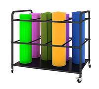 Carrello porta pesi per tappetino yoga, grande carrello portaoggetti per tappetino da palestra, con divisore, cestino portaoggetti per accessori sportivi, espositore per tappetini per eserci