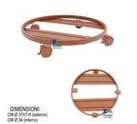 CARRELLO PORTA PIANTE PER VASO DIAM. CM 35 METALLO COTTO CON RUOTE PER ESTERNO