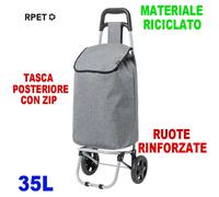 CARRELLO PORTA SPESA CARRELLINO RUOTE RINFORZATE OTTIMA QUALITA' 35LITRI MANICI