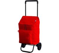 Carrello porta spesa Colore rosso con struttura in acciaio e sacca in poliestere