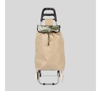 Carrello Porta Spesa in Metallo Zincato con Borsa in Poliestere 600g/mq Carrello con Maniglia e 2 Ruote Capacità borsa 33L Colore Beige/Verde