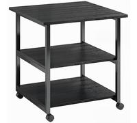 Carrello Porta Stampante A 3 Ripiani Con 4 Ruote, Legno E Acciaio, 50x50x52.5cm, Nero