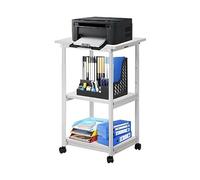 Carrello porta stampante bianco a 3 livelli 48 x 39 77 cm con ripiano regolabile e ruote bloccabili Tavolo mobile for ufficio Per uso fai-da-te
