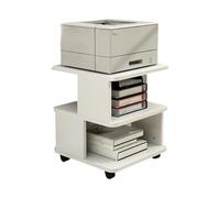 Carrello Porta Stampante con Ruote 50 * 50 * 50cm Supporto per Stampante a 2 Livelli Mobili Tavolo Funzionale con Contenitore per Ufficio Casa(White)