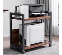 Carrello porta stampante regolabile con ripiano portaoggetti, supporto CPU industriale per computer, fax e scanner, marrone 20x12x22 pollici - Soluzioni per ufficio mobile