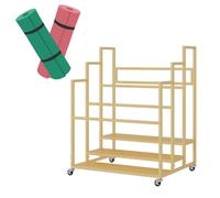 Carrello Porta tappetini Yoga a 3 Ripiani Lar con Ruote, Pannelli Laterali e Supporto per Rullo in Schiuma. Design salvaspazio, Ideale per palestre e Uso Domestico. Supporto per Accessori Yo
