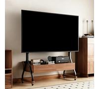 Carrello porta TV mobile, supporto per TV robusto con ruote, regolabile in altezza, supporto pavimento per televisori con cassetto portaoggetti e presa corrente, per TV da 40 a 85 pollici(A)