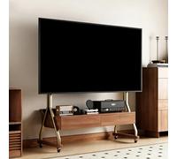 Carrello porta TV mobile, supporto per TV robusto con ruote, regolabile in altezza, supporto pavimento per televisori con cassetto portaoggetti e presa corrente, per TV da 40 a 85 pollici(C)