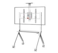 Carrello porta TV portatile ergonomico con ruote di bloccaggio a 360°, supporto regolabile per lavagne interattive e TV, supporta fino a 120 kg, ideale per casa, ufficio e aula