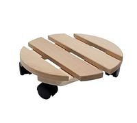 Carrello porta vaso, su ruote, in legno massiccio, rotondo, capacità di portata: 120 kg, dimensioni: 30 cm