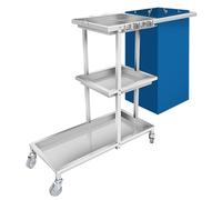 Carrello portabiancheria a 3 ripiani, resistente, grande capacità, con borsa in tessuto Oxford e ruote universali silenziose (blu)