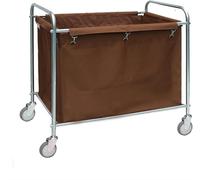 Carrello Portabiancheria Commerciale con Ruote, Carrello Portabiancheria Grande da 10 Bushel, Cesti Portabiancheria Commerciali in Acciaio Inossidabile per Impieghi Gravosi, Brown, 35x35x22 inch