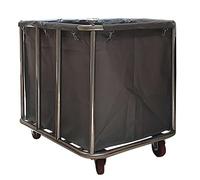 Carrello portabiancheria commerciale resistente con ruote 11.35 Bushels impermeabile foderato in tela cesto in acciaio inox rullo per biancheria grigio 8 tubi perfetto per hotel e lavanderie a gettoni