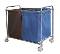 Carrello portabiancheria commerciale su ruote, in acciaio inox, resistente, con borse rimovibili e manico, perfetto per uso domestico e alberghiero (dimensioni: D)