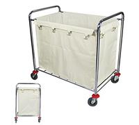 Carrello portabiancheria in acciaio inox resistente con ruote, cesto portabiancheria commerciale con borse rimovibili e manico, ideale per uso domestico e alberghiero, taglia G