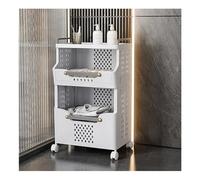 Carrello portabiancheria pieghevole con manico e ruote, carrello multifunzione con 2 ripiani, 3 ripiani, 4 ripiani, per cucina, ufficio, bagno