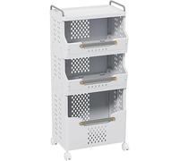 Carrello portabiancheria pieghevole in plastica a 2/3/4 ripiani, con manico e ruote, carrello portaoggetti pieghevole multifunzionale per cucina, ufficio, bagno