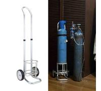 Carrello portabombole di ossigeno in lega alluminio con ruote, carrello gas regolabile in altezza da 35" a 41", dimensioni ridotte, 2(Diameter 12.5cm(4 7/8"))