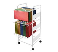 Carrello portadocumenti con ruote, organizer a 2 ripiani per cartelle | Organizer mobile a 2 ripiani con ruote per un facile accesso ai documenti di formato lettera, ideale per la casa e l'ufficio