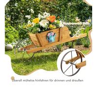 Carrello portafiori in legno, supporto decorativo per piante con ruota in metallo, 9 attacchi magnetici intercambiabili, carrello decorativo per interni ed esterni Caratteristiche speciali:Aspetto uni