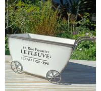 Carrello portafiori in metallo, carriola, fioriere, vaso per patio, esterno,