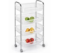 Carrello Portafrutta con 4 Cestelli Cestino in Plastica e Struttura in Metallo