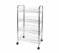 CARRELLO PORTAFRUTTA PORTA UTENSILI DA CUCINA E BAGNO 4 RIPIANI 3 COLORI FRUTTA