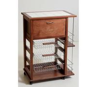 Carrello portafrutta portapane e bottigliera NOCE
