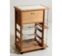 Carrello portafrutta portapane e bottigliera ROVERE