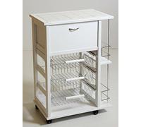 Carrello portafrutta Vesuvio con Portapane bottigliera (Bianco)