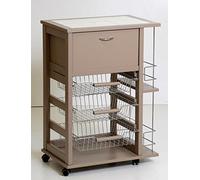 Carrello portafrutta Vesuvio con Portapane bottigliera (Tortora)