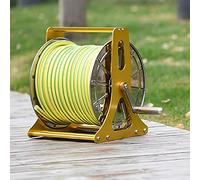 Carrello portagomma - Avvolgitubo in metallo resistente in acciaio inox per tubo da giardino, carrello portatile per tubi dell'acqua per uso esterno, finitura oro