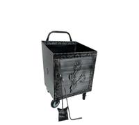 CARRELLO PORTALEGNA PORTAPELLET FERRO BATTUTO PER PELLET O LEGNA 42x37x72 cm