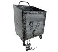 CARRELLO PORTALEGNA PORTAPELLET FERRO BATTUTO PER PELLET O LEGNA 52x50x84h cm