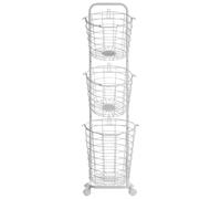 Carrello Portaoggetti 3 Cestelli in Metallo Bianco con Ruote e Maniglie Ayapal