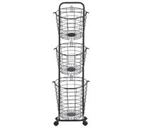 Carrello Portaoggetti 3 Cestelli in Metallo Nero con Ruote e Maniglie Ayapal