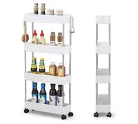 CARRELLO PORTAOGGETTI 4 LIVELLI SALVASPAZIO A 4 RUOTE SCAFFALE PER CUCINA BAGNO