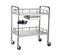 Carrello portaoggetti a 2 livelli in acciaio inossidabile, carrello medico multiuso con ripiani scorrevoli e ruote, carrello di servizio con cassetti e senza cassetti, capacità di peso di 22