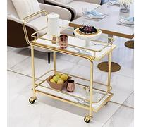 Carrello portaoggetti a 2 ripiani con ruote, versatile carrello di servizio per vino, birra, tè, caffè e dessert, carrello da cucina bianco con maniglia facile da impugnare per un comodo trasporto