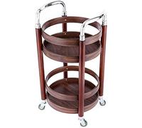 Carrello portaoggetti a 2 ripiani, multifunzionale, con telaio in legno, manico rotondo e guide di protezione per l'organizzazione della cucina