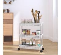 Carrello Portaoggetti a 3 Livelli Argento e Bianco in Alluminio