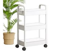 Carrello portaoggetti a 3 livelli con ruota, per libri, trucchi, snack, bevande, rastrelliera salvaspazio per ufficio, bagno, cucina, camera da letto, organizer multifunzionale