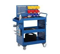 Carrello portaoggetti a 3 ripiani con piastra di sospensione laterale, carrello da lavoro con ruote, organizer portaoggetti pesante, for garage, officina, magazzino